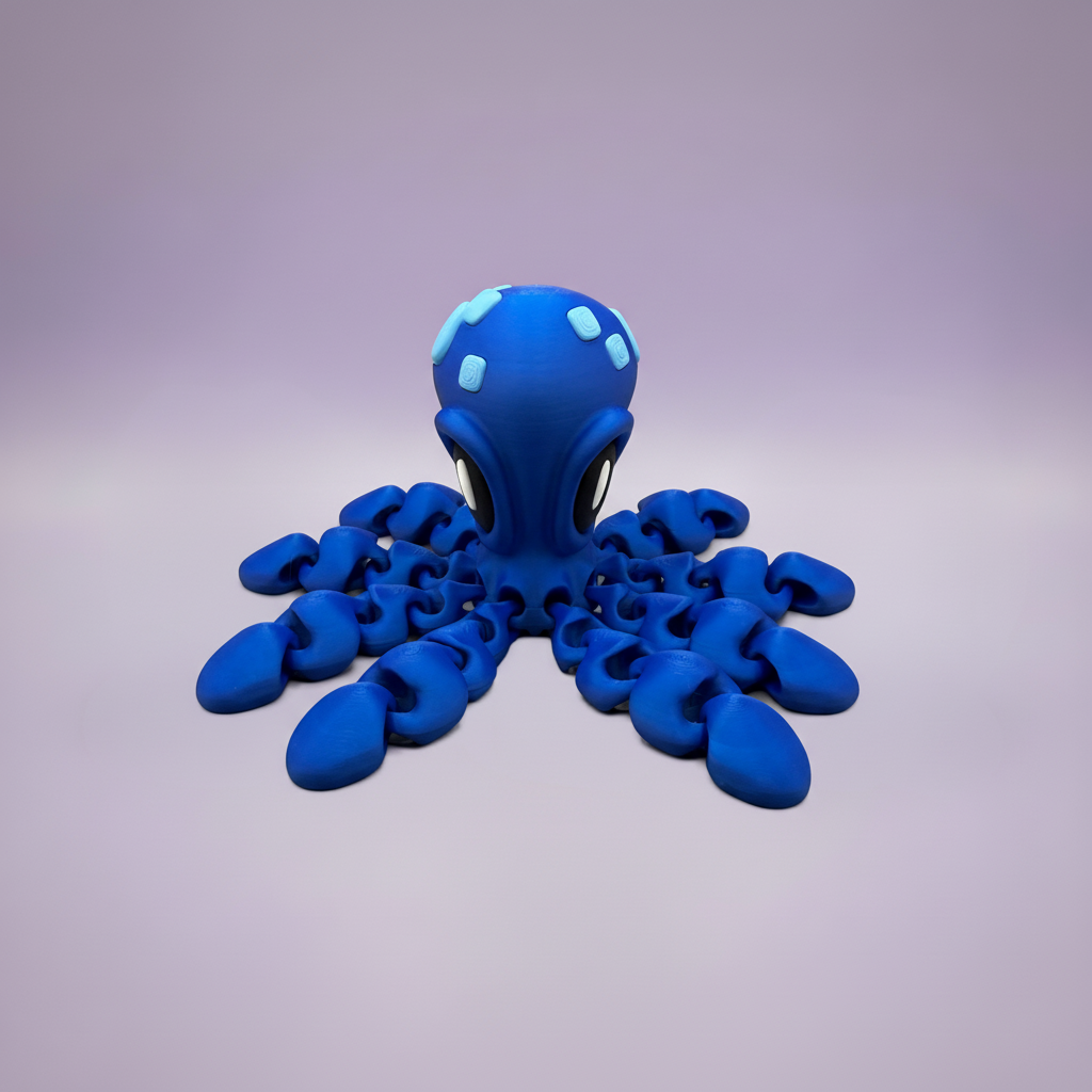 Blauer Oktopus liegend – Lavendel