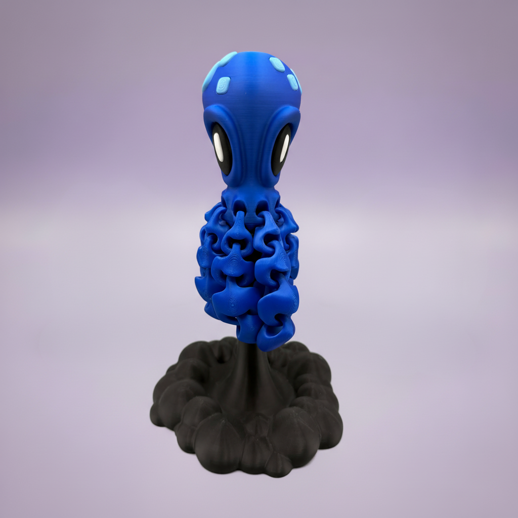 Blauer Oktopus stehend – Lavendel