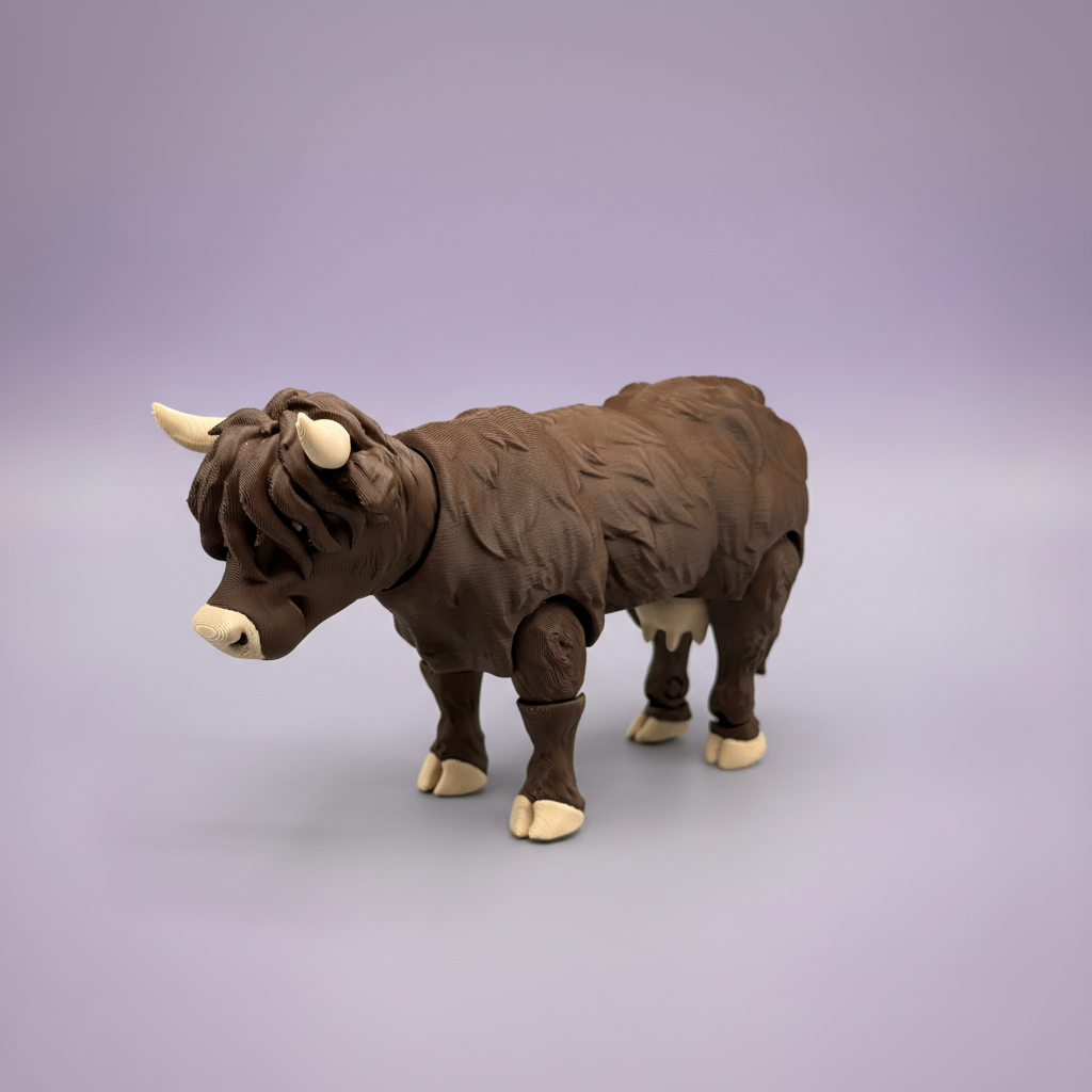 Highland Cattle auf Lavendel-Hintergrund