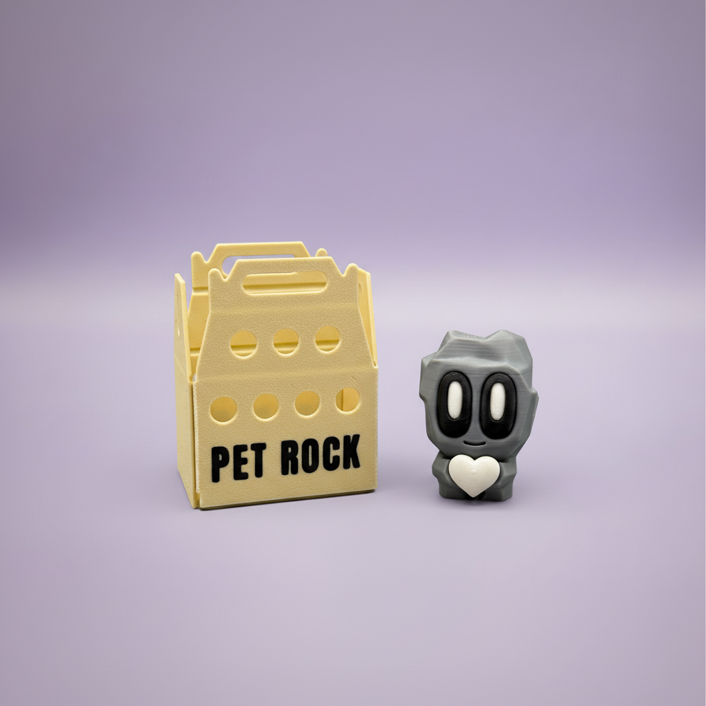 Pet Rock Box mit Blob Rock mit weißem Herz