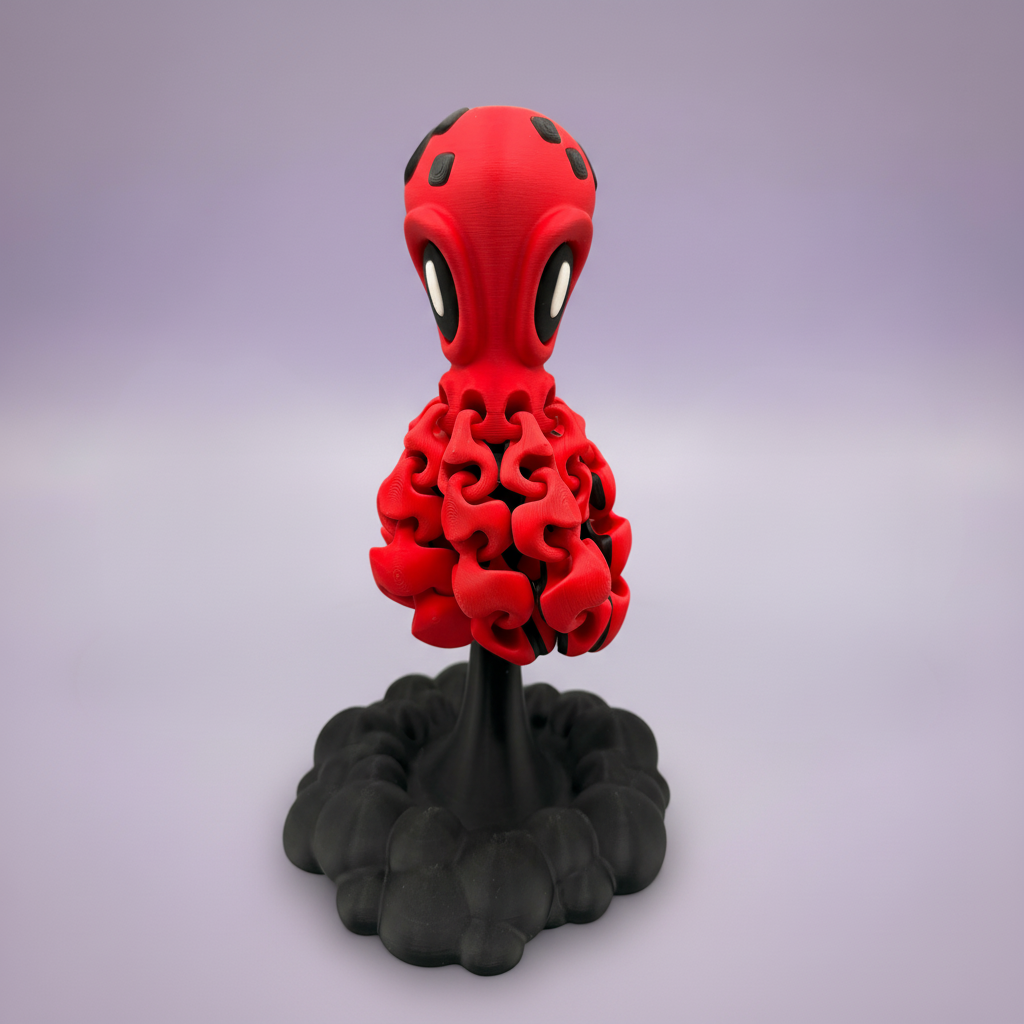 Oktopus stehend – Lavendel-Hintergrund
