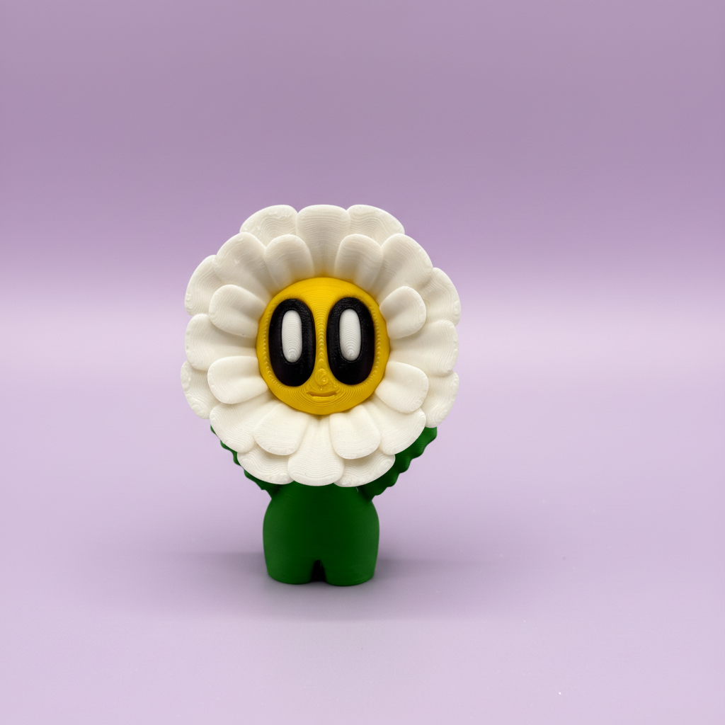 Weiße Blob-Blume mit passendem Lavendelhintergrund